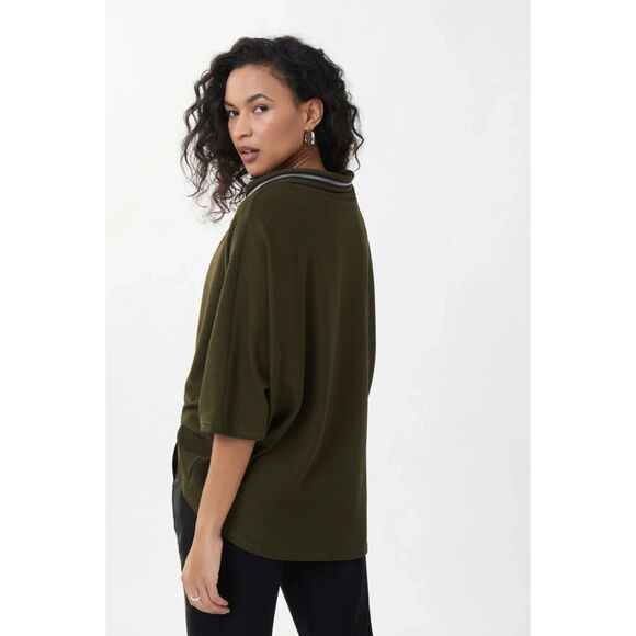 Joseph Ribkoff Black/Olive Hooded Top Size 14 - Picture 2 of 6